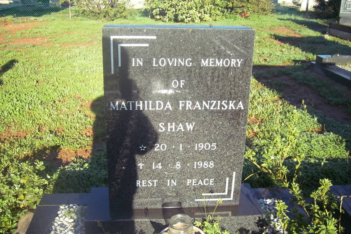 SHAW Mathilda Franziska 1905-1988
