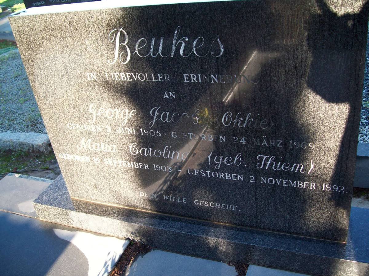 BEUKES George Jacob 1905-1969 &amp; Maria Caroline THIEM 1903-1992