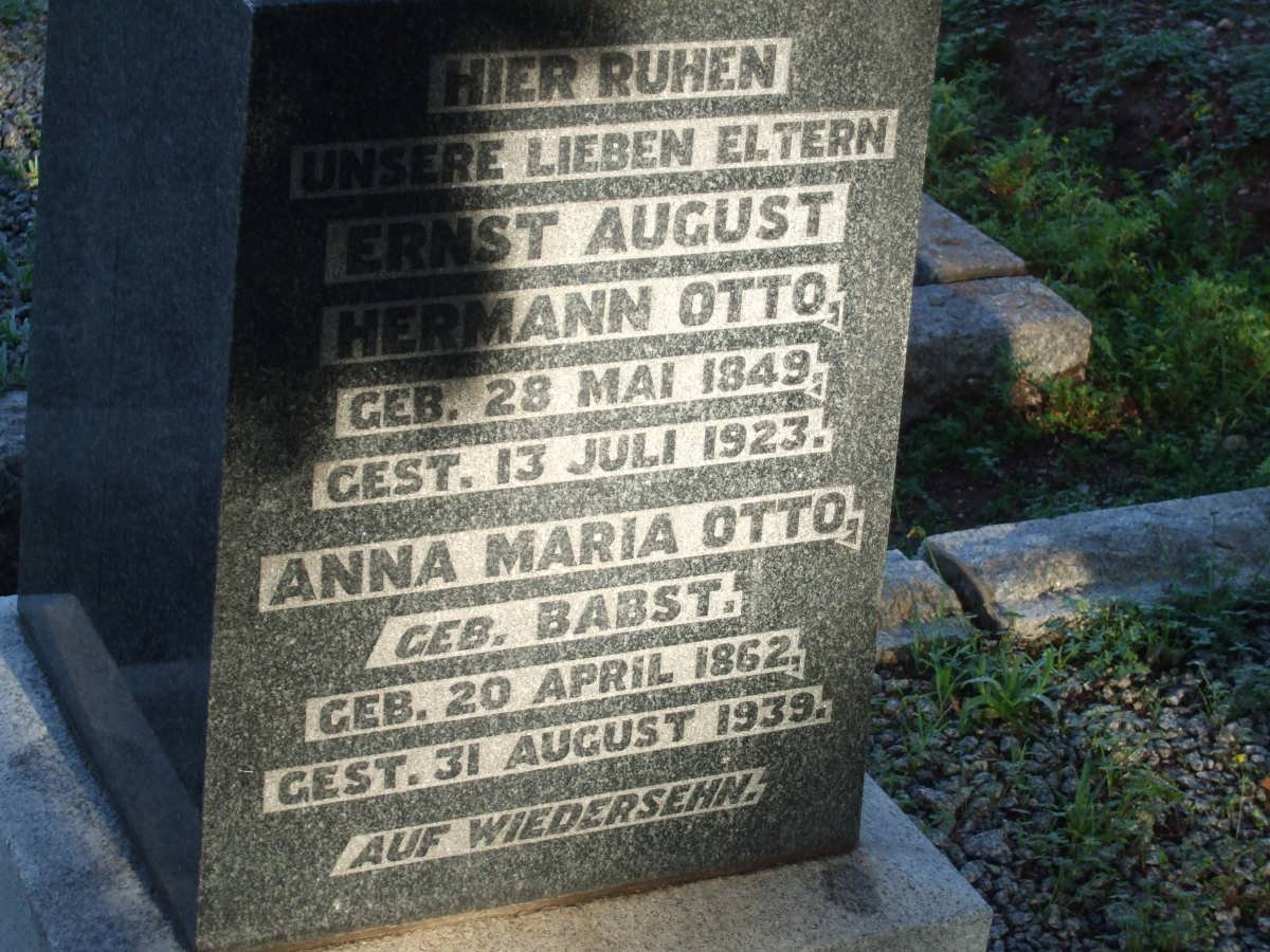 OTTO Ernst August Hermann 1849-1923 &amp; Anna Maria BABST 1862-1939
