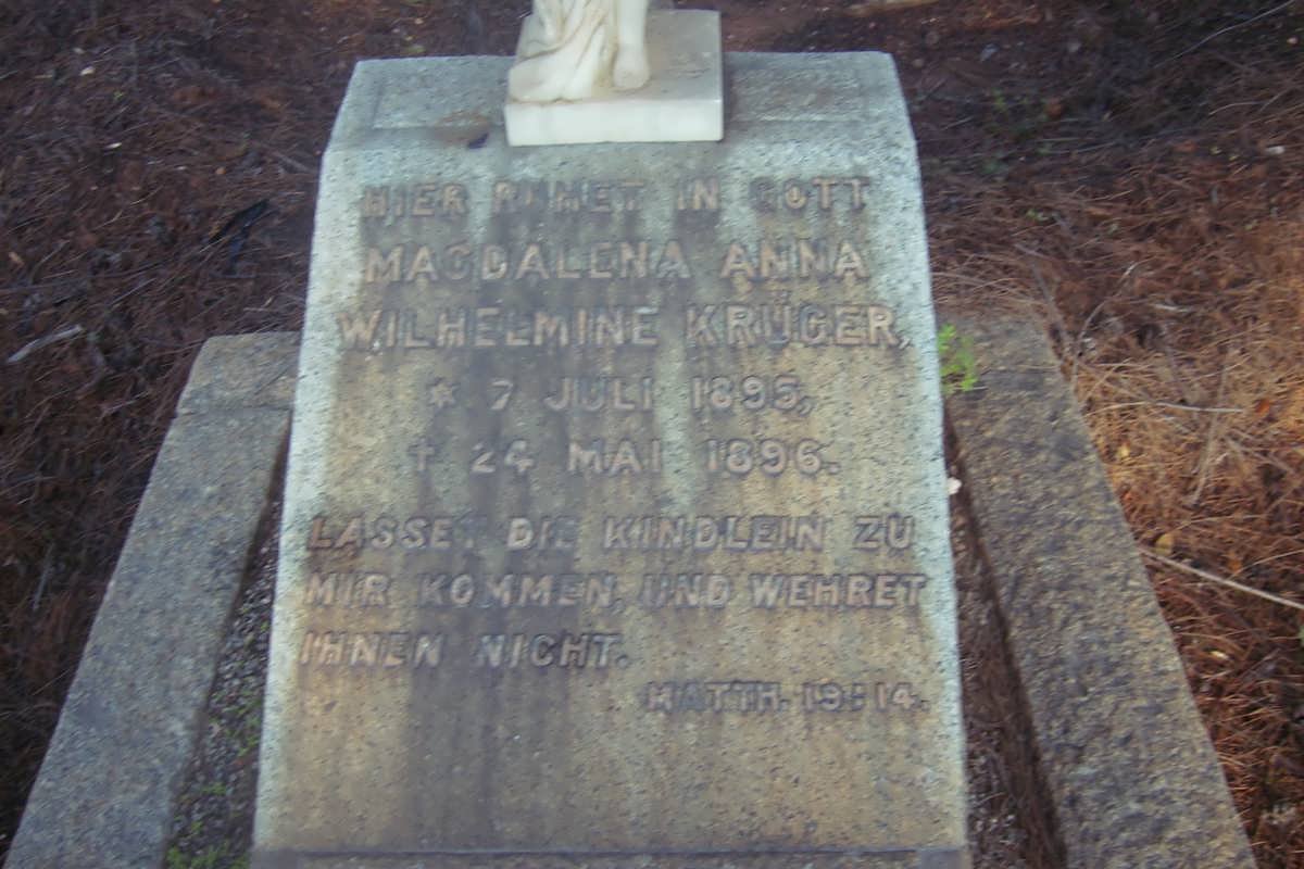 KRUGER Magdalena Anna Wilhelmine 1895-1896
