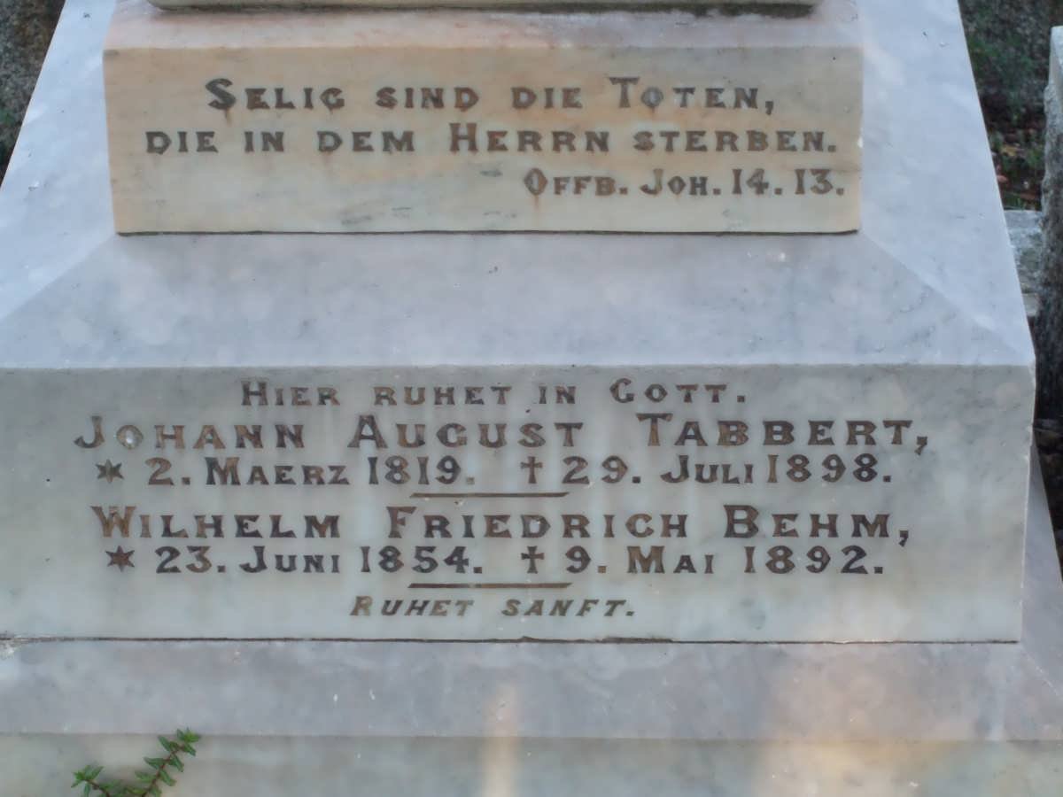 TABBERT Johann August 1819-1898 :: BEHM Wilhelm Friedrich 1854-1892