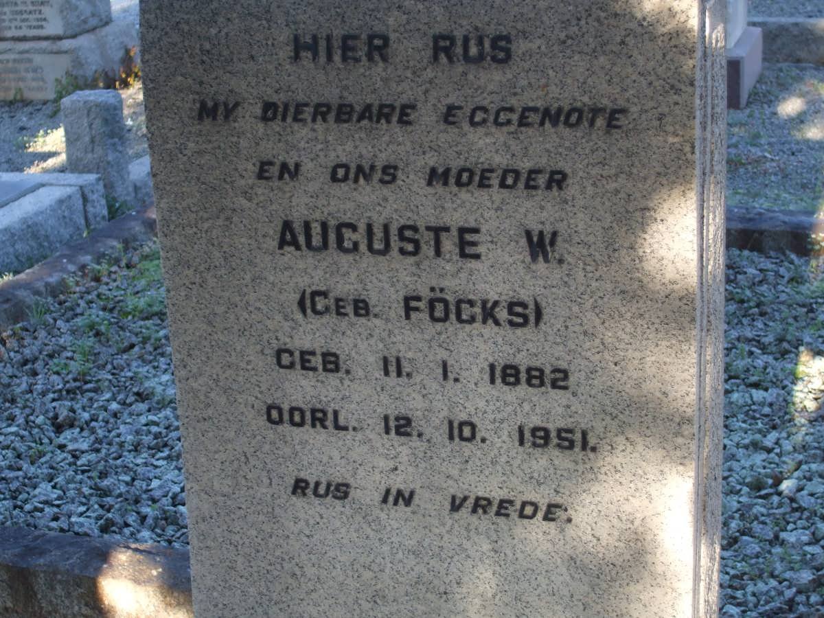? Auguste W. nee FOCKS 1882-1951
