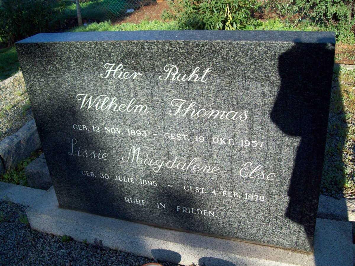 ? Wilhelm Thomas 1893-1957 &amp; Lissie Magdalene Else 1895-1978