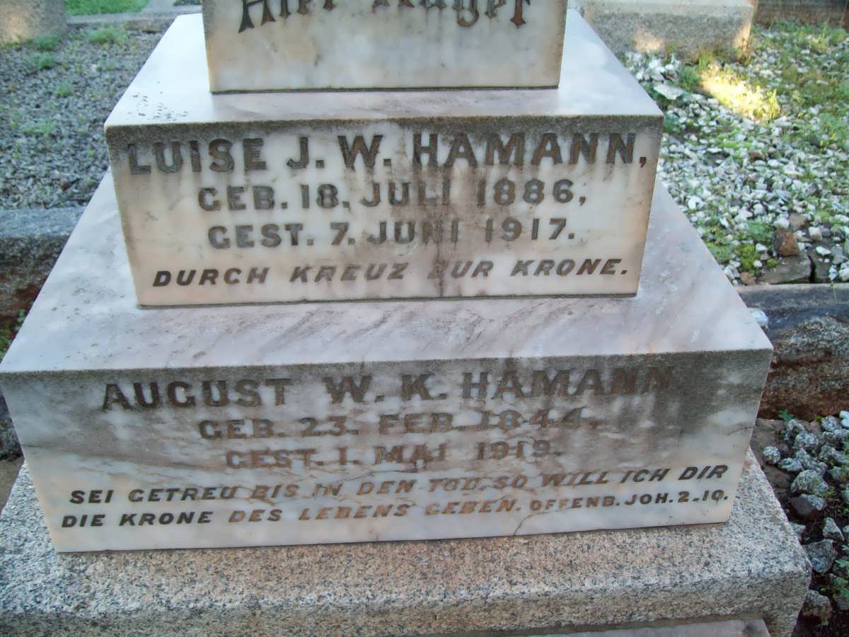 HAMANN August W.K. 1844-1919 :: HAMANN Luise J.W. 1886-1917