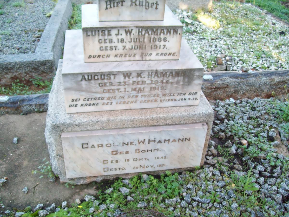 HAMANN August W.K. 1844-1919 :: HAMANN Luise J.W. 1886-1917 :: HAMANN Caroline W. nee BOHM 1848-1931