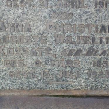 KOSSATZ Johann Friedrich 1830-1917 &amp; Anna Christiane Auguste Wilhelmine BLASKE 1834-1923