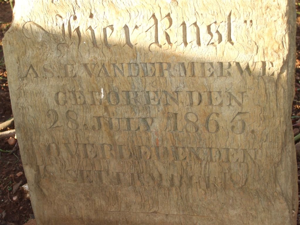 MERWE A.S.E., van der 1865-18??