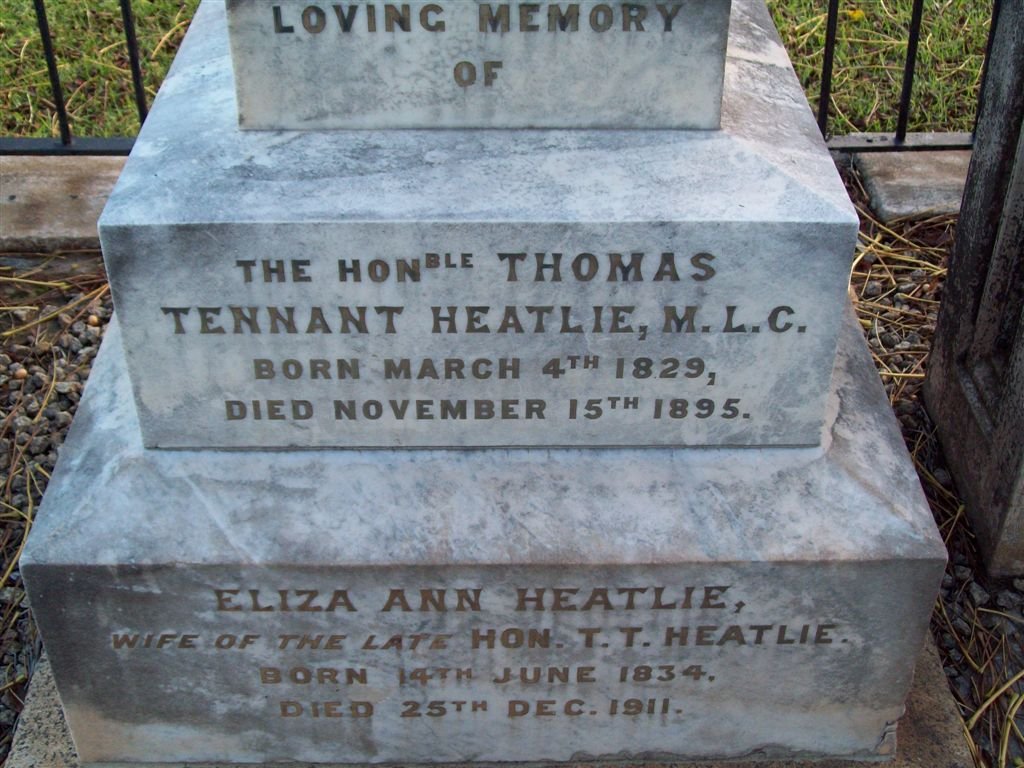 HEATLIE Thomas Tennant  1829-1895 & Eliza Ann 1834-1911