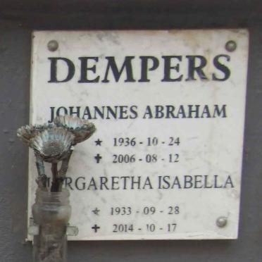 DEMPERS Johannes Abraham 1936-2006 & Margaretha Isabella 1933-2014