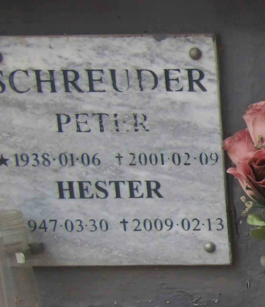 SCHREUDER Peter 1938-2001 & Hester 1947-2009