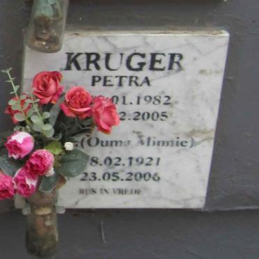 KRUGER Minnie 1921-2006 & Petra 1982-2005