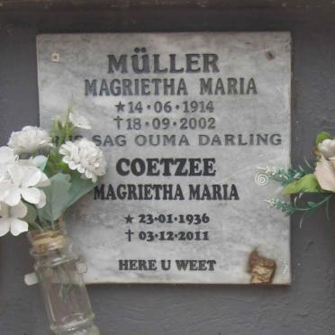 MULLER Magrietha Maria 1914-2002 :: COETZEE Magrietha Maria 1936-2011