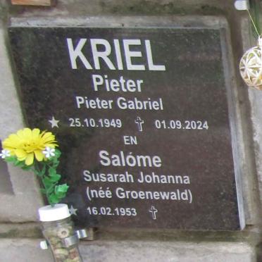 KRIEL Pieter Gabriel 1949-2024 & Susarah Johanna GROENEWALD 1953-