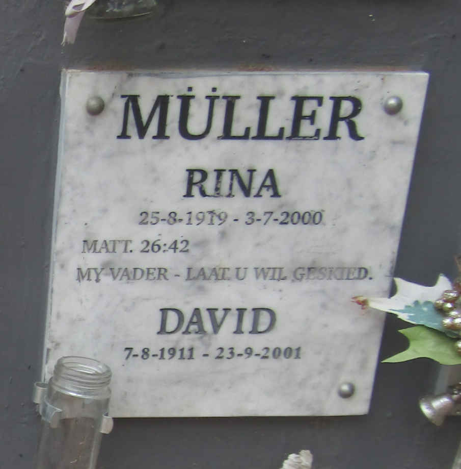 MULLER David 1911-2001 & Rina 1919-2000