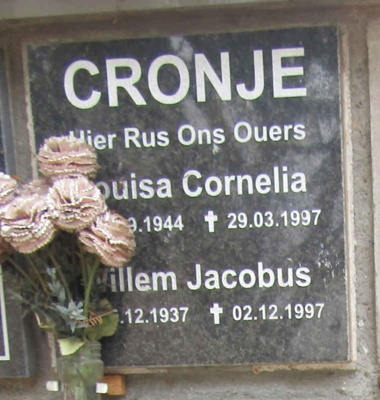 CRONJE Willem Jacobus 1937-1997 & Louisa Cornelia 1944-1997