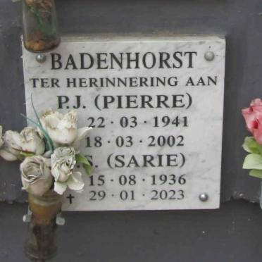 BADENHORST P.J. 1941-2002 & ?.S. 1936-2023