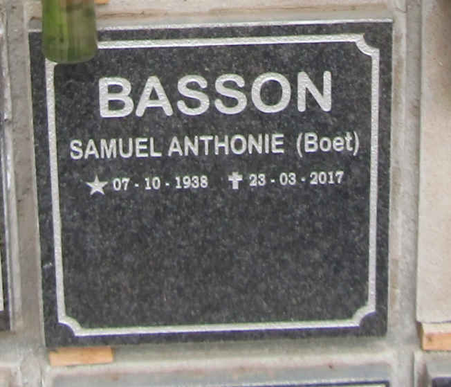 BASSON Samuel Anthonie 1938-2017