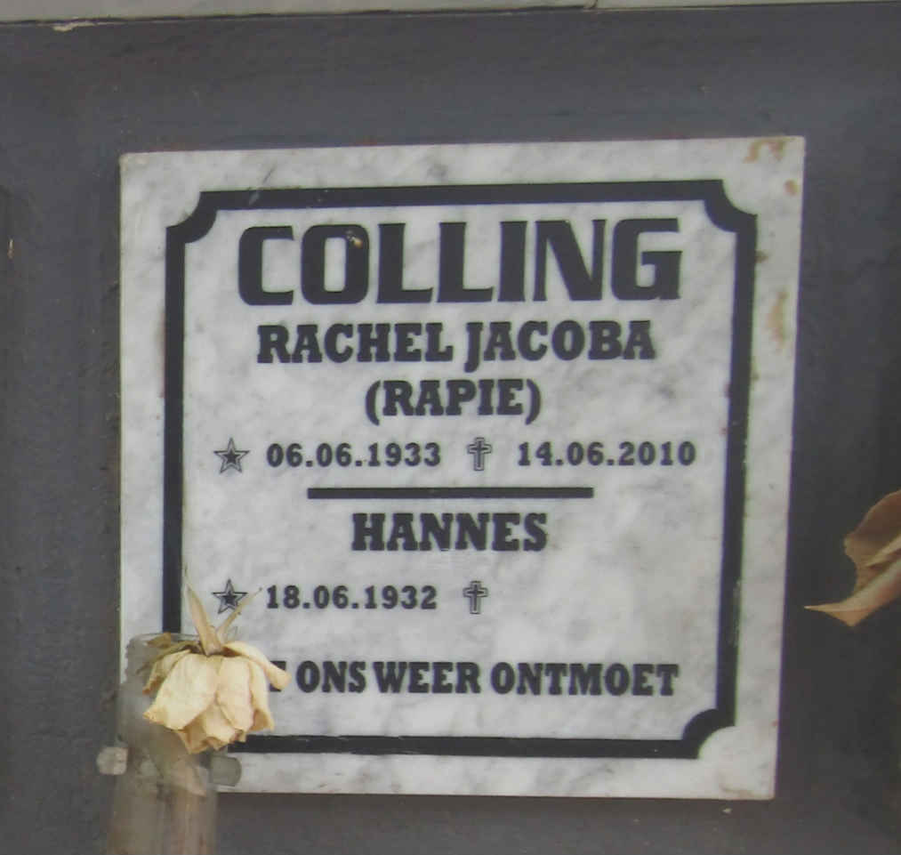 COLLING Hannes 1932- & Rachel Jacoba 1933-2010