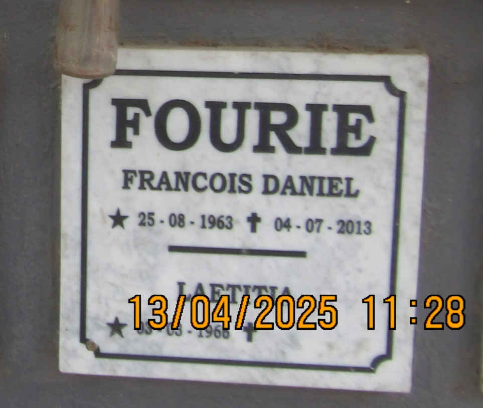 FOURIE Francois Daniel 1963-2013 & Laetitia 1966-