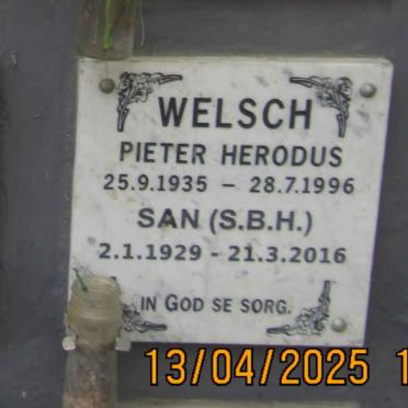 WELSCH Pieter Herodus 1935-1996 & S.B.H. 1929-2016