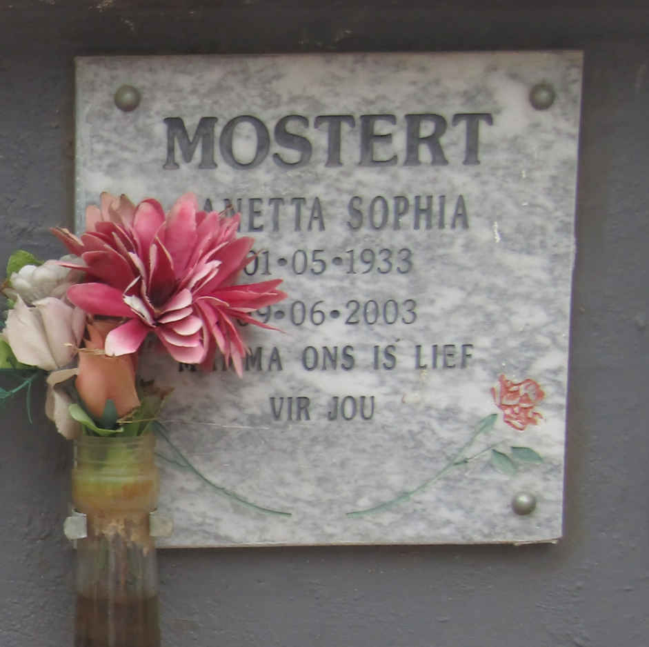 MOSTERT Janetta Sophia 1933-2003