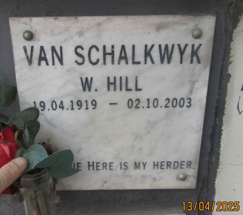 SCHALKWYK W. Hill, van 1919-2003