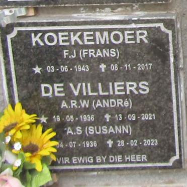VILLIERS A.R.W., de 1936-2021 & A.S. 1936-2023 :: KOEKEMOER F.J. 1943-2017