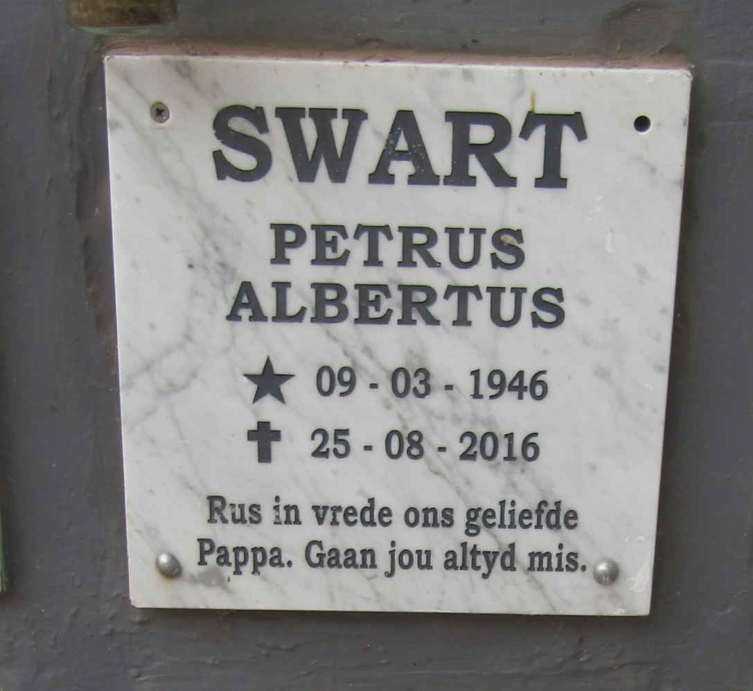 SWART Petrus Albertus 1946-2016