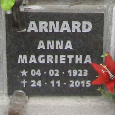BARNARD Anna Magrietha 1923-2015