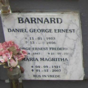 BARNARD Daniel George Ernest 1923-2006 & Maria Magritha 1921-2007 :: BARNARD George Ernest Frederick 1947-2006