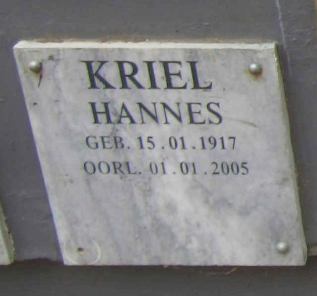 KRIEL Hannes 1917-2005