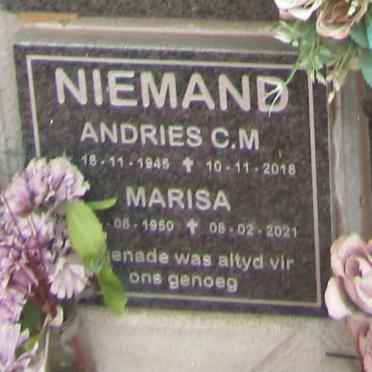 NIEMAND Andries C.M. 1945-2018 & Marisa 1950-2021