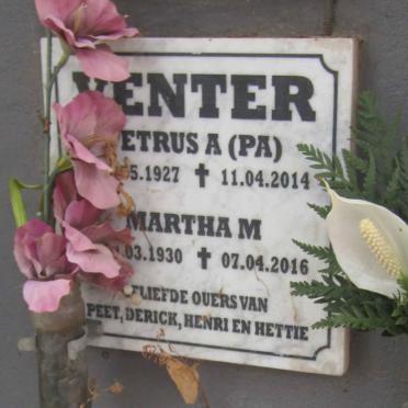 VENTER Petrus A. 1927-2014 & Martha M. 1930-2016