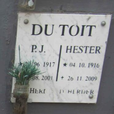 TOIT P.J., du 1917-2001 & Hester 1916-2009