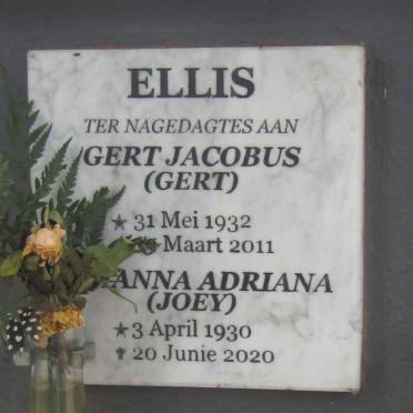 ELLIS Gert Jacobus 1932-2011 & Johanna Adriana 1930-2020