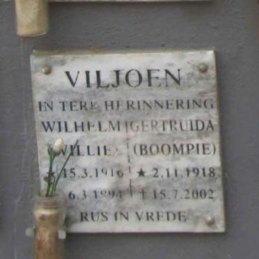 VILJOEN Wilhelm 1916-1994 & Gertruida 1918-2002