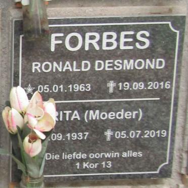 FORBES Rita 1937-2019 ::  FORBES Ronald Desmond 1963-2016