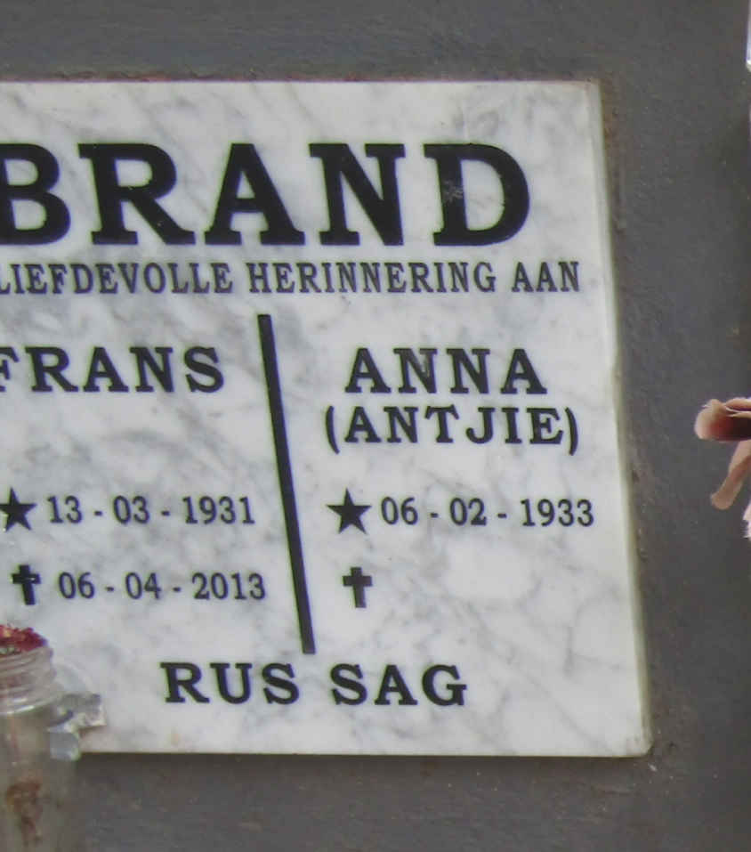 BRAND Frans 1931-2013 & Anna 1933-