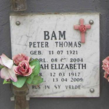 BAM Peter Thomas 1921-2004 & Sarah Elizabeth 1917-2009