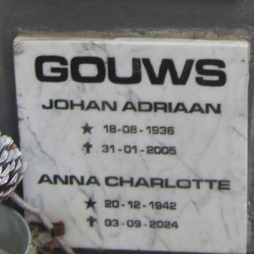 GOUWS Johan Adriaan 1936-2005 & Anna Charlotte 1942-2024