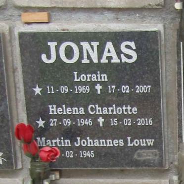 JONAS Martin Johannes Louw 1945- & Helena Charlotte 1946-2016 :: JONAS Lorain 1969-2007