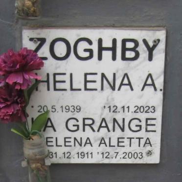 ZOGHBY Helena A. 1939-2023  :: GRANGE Helena Aletta, la 1911-2003