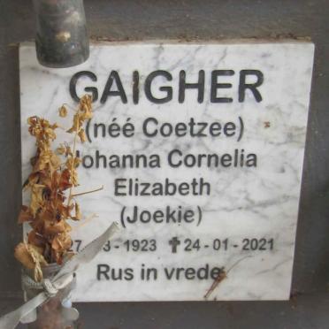 GAIGHER Johanna Cornelia Elizabeth nee COETZEE 1923-2021
