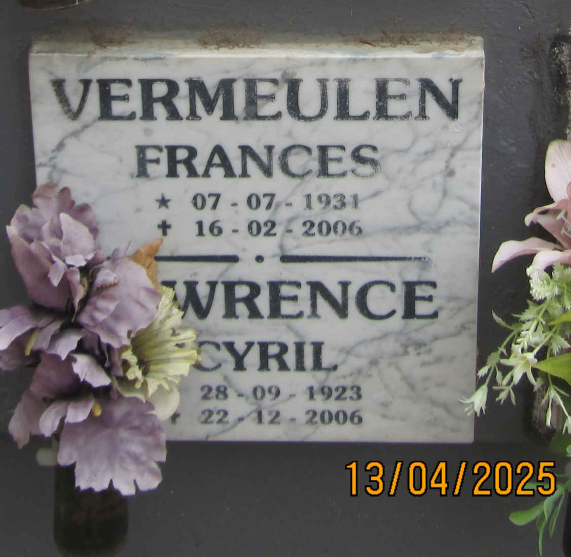 LAWRENCE Cyril 1923-2006 & VERMEULEN Frances 1931-2006