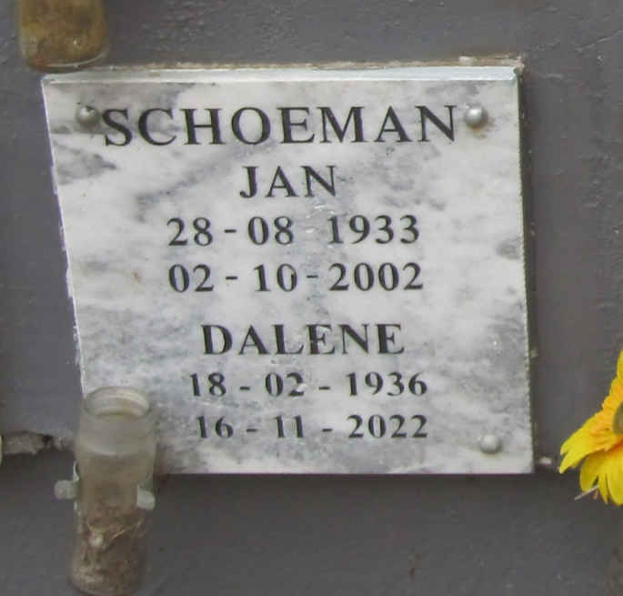 SCHOEMAN Jan 1933-2002 & Dalene 1936-2022