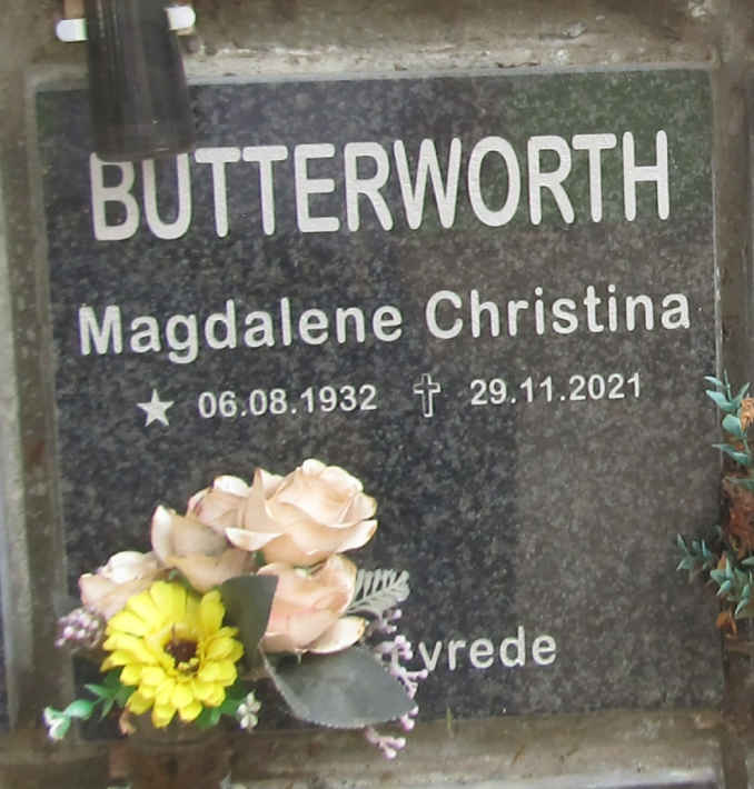 BUTTERWORTH Magdalene Christina 1932-2021