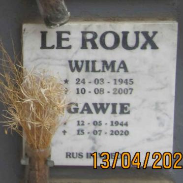 ROUX Gawie, le 1944-2020 & Wilma 1945-2007