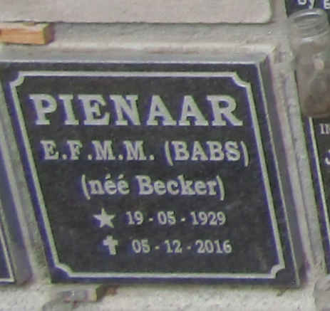 PIENAAR  E.F.M.M. nee BECKER 1929-2016