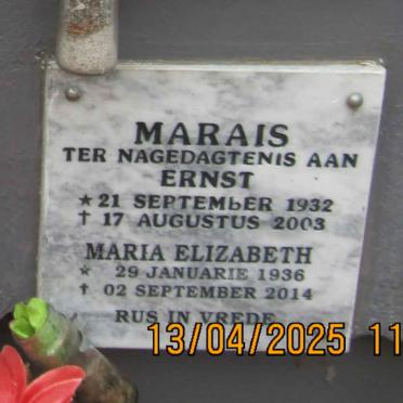 MARAIS Ernst 1932-2003 & Maria Elizabeth 1936-2014