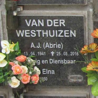WESTHUIZEN A.J., van der 1941-2016 & Elna 1950-